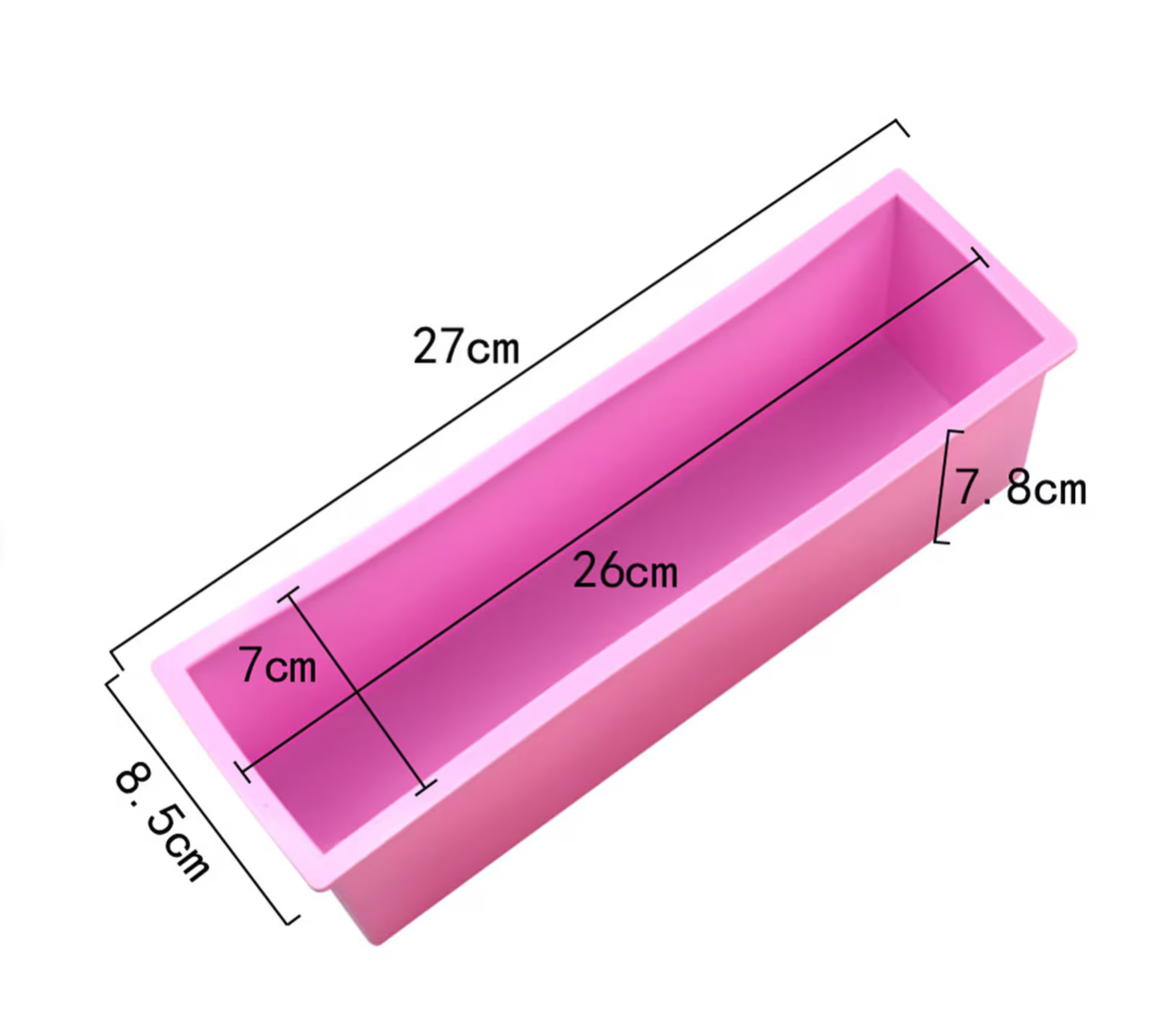 Rectangular Pink Silicone Mould in a Wooden Box - No Lid