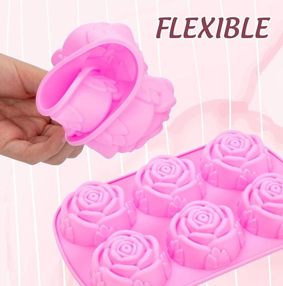 6 Cavity Rose Flower Silicone Mould