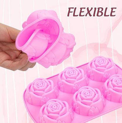 6 Cavity Rose Flower Silicone Mould