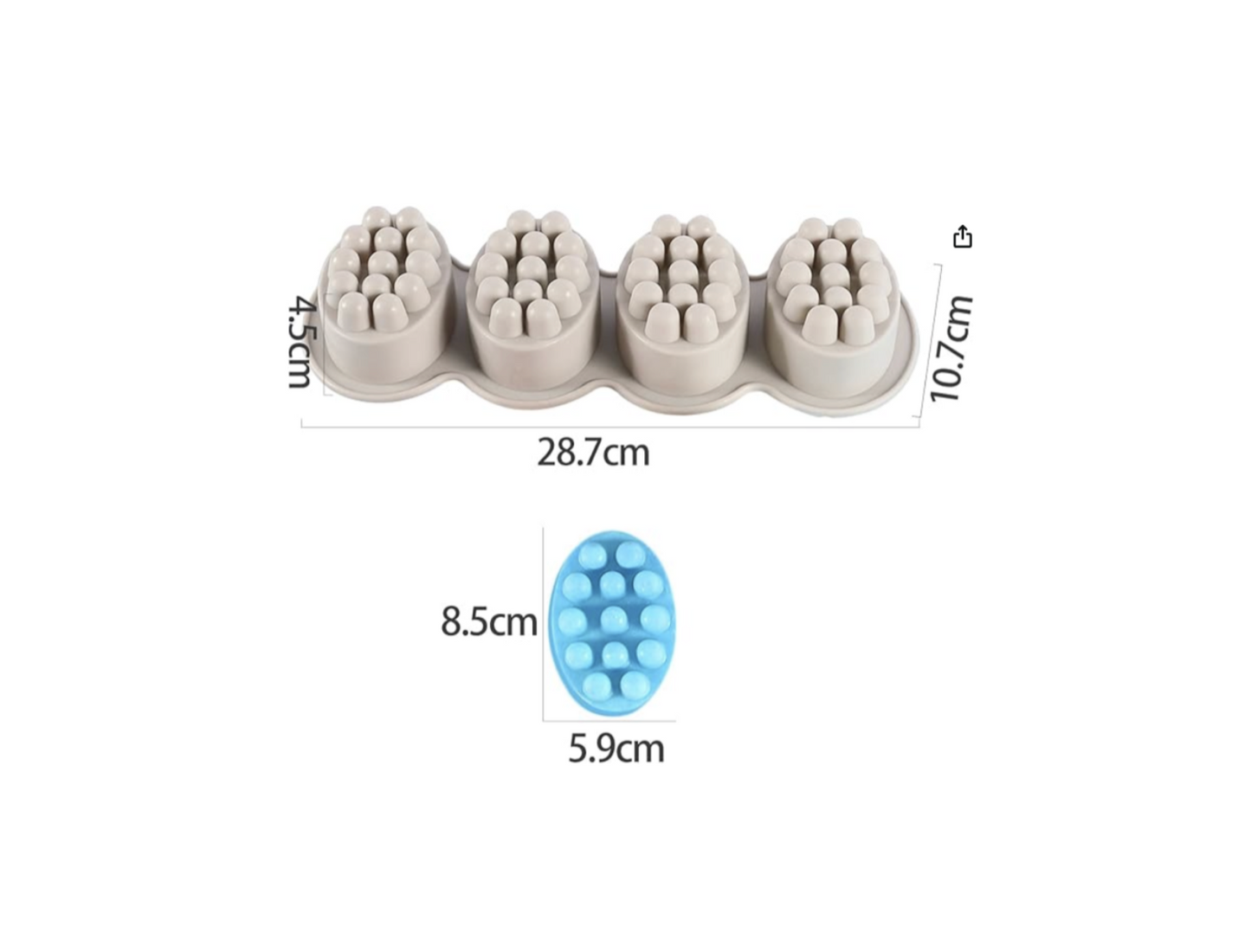 4 Cavity Massage Bar Silicone Soap Mould