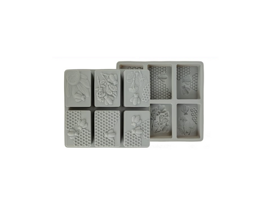 6 Cavity Mixed Honeybee Comb Silicone Mould