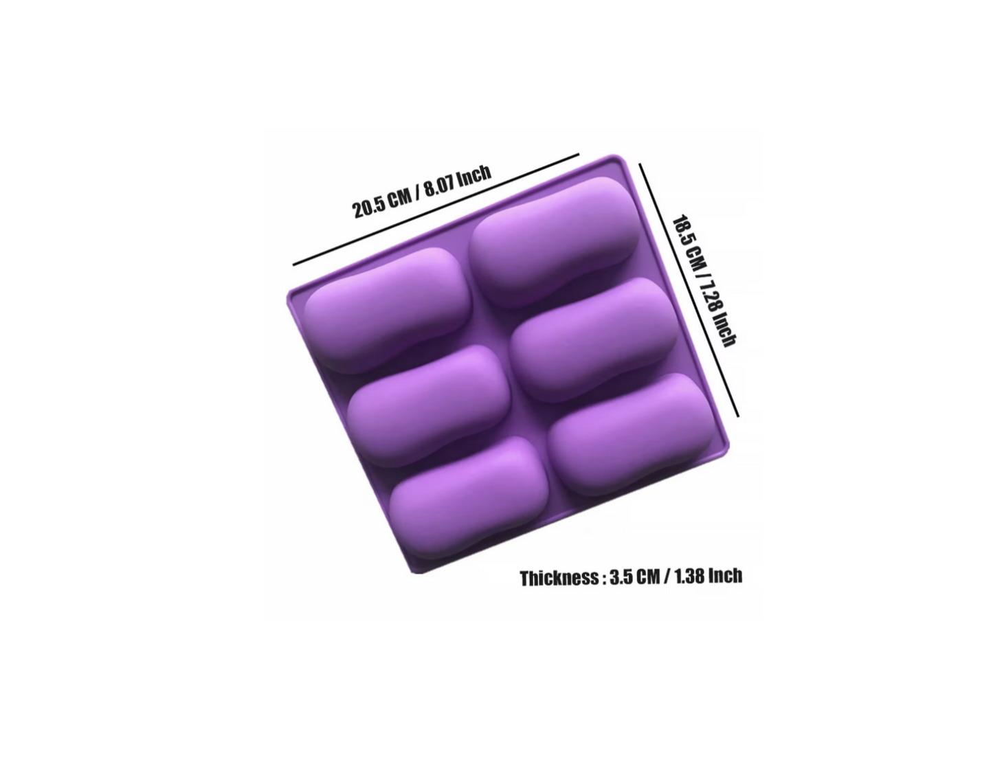 6 Cavity Oval Silicone Mould