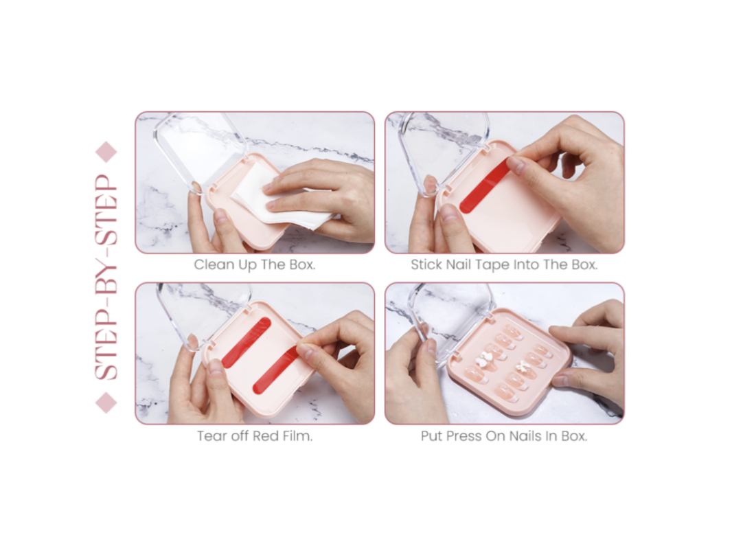 Press On Nail Storage Box Pink